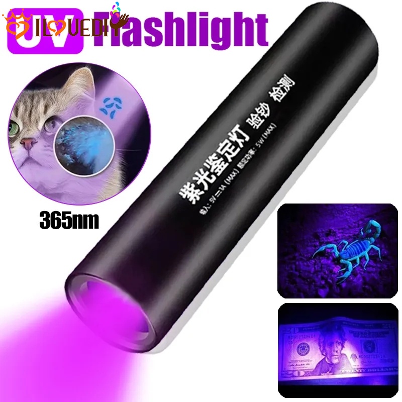 ไฟฉายอัลตราไวโอเลต LED 365nm ขนาดเล็ก แบบพกพา กันน้ํา ชาร์จ USB สําหรับตรวจจับแมงป่อง สัตว์เลี้ยง