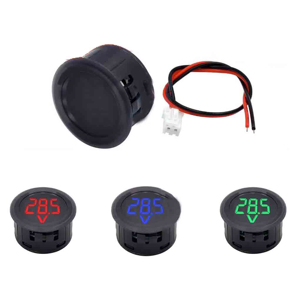 โวลต์มิเตอร์ดิจิทัล DC5-100V จอแสดงผล LED โวลต์มิเตอร์ วงกลม แรงดันไฟฟ้าในรถยนต์ แผงทดสอบโวลต์โวลต์