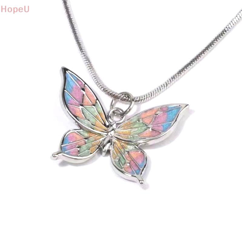 [HopeU] สร้อยคอโซ่ จี้ผีเสื้อ ไล่โทนสี เครื่องประดับแฟชั่น สําหรับผู้หญิง