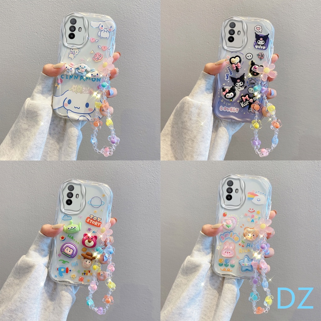เคส Oppo RENO 6Z 5G RENO 6 5G ตุ๊กตาสามมิติน่ารัก + สร้อยข้อมือดอกไม้ กรณีโทรศัพท์มือถือ TY5