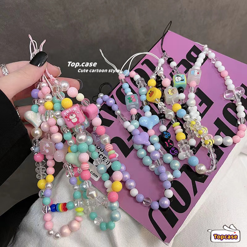 เคสโทรศัพท์มือถือ จี้การ์ตูนดอกไม้น่ารัก หลากสีสัน พร้อมสายโซ่คล้องข้อมือ สําหรับเด็กผู้หญิง