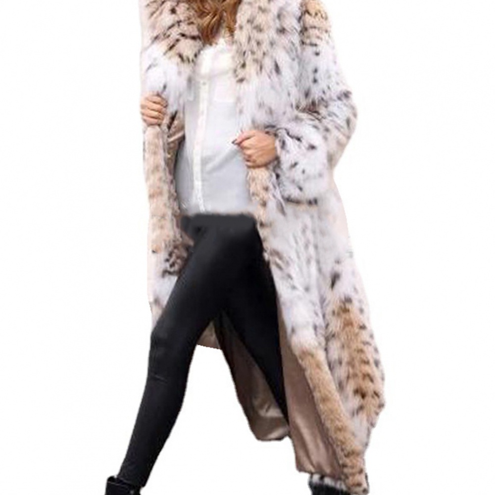 [FBETTER-TH]Fashionable Women's Hooded Leopard Print Faux Fox Fur Coat for Winter Mid length-New in 11-
