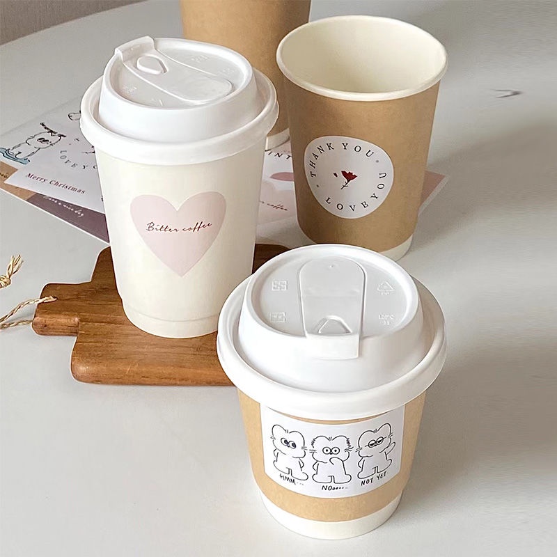 แก้วกาแฟกระดาษ แบบหนา สองชั้น พร้อมฝาปิด AN-83