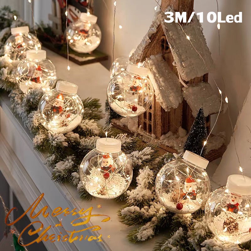 พร้อมส่ง ไฟม่าน คริสต์มาส ตกแต่งวันหยุด 3m/10Led โคมไฟลวดทองแดง