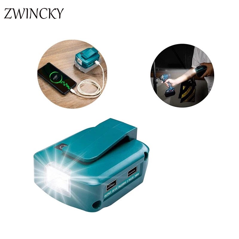 ZWINCKY 14.4V/18V แบตเตอรี่ Lion Dual USB converter พอร์ต LED ทํางาน Spotlight ไฟฉายกลางแจ้งสําหรับ Makita 18V แบตเตอรี่