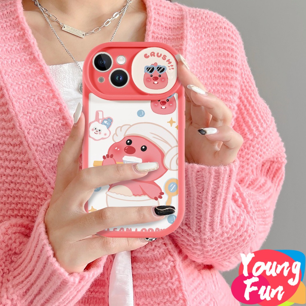 การ์ตูน loopy น่ารัก เคส TPU นิ่ม กันรอยเลนส์กล้อง สีชมพู สําหรับ iPhone 16 Pro MAX 15 14 XR 13 12 11 Pro Max 8 7 6 6S Plus X Xs Max Se 2020 13 12 11