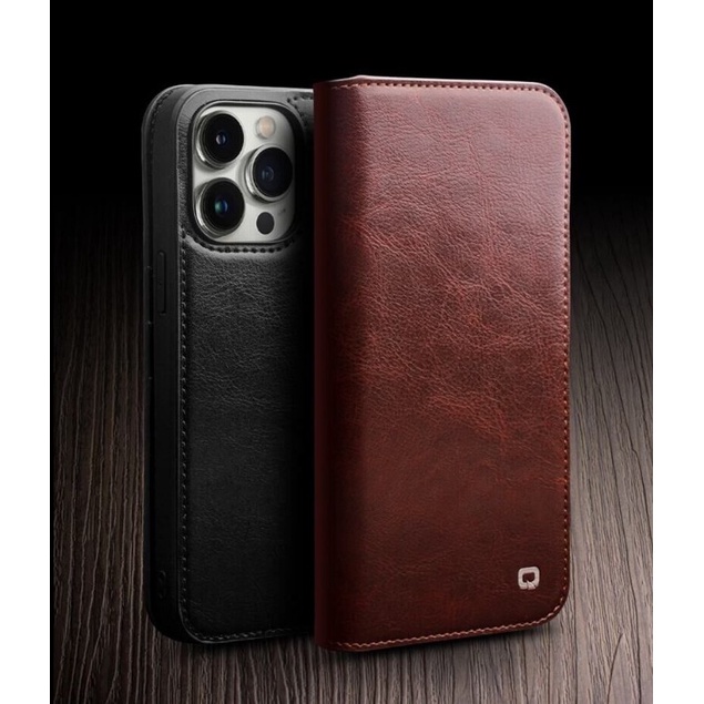 Qialino เคสหนังวัวแท้ เคส สำหรับ ไอโฟน 14 14 Plus 14 Pro Max