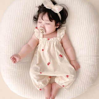 ชุดจั๊มสูท รอมเปอร์ แขนกุด ลายดอกไม้ สําหรับเด็กทารกแรกเกิด …