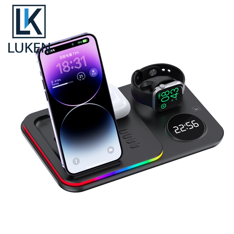 Luken 5 in 1 แท่นชาร์จไร้สาย ชาร์จเร็วมาก สําหรับ Apple Watch iPh15 14 13 12 Samsung Galaxy Watch 5 Pro 2023