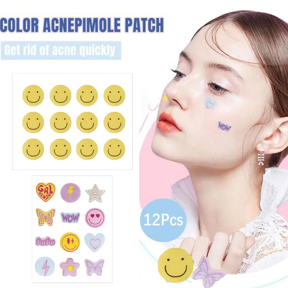 แผ่นแปะสิว ดูแลผิว คละสี 12 ชิ้น/แผ่น