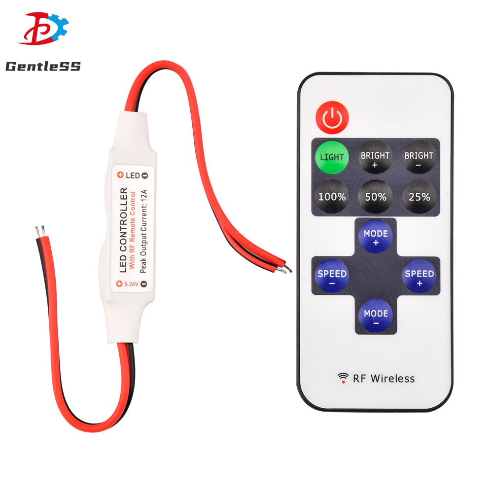 Dc5-24v 12A RF Mini รีโมทคอนโทรลไร้สายสวิทช์ควบคุม Dimmer สําหรับไฟ LED Strip