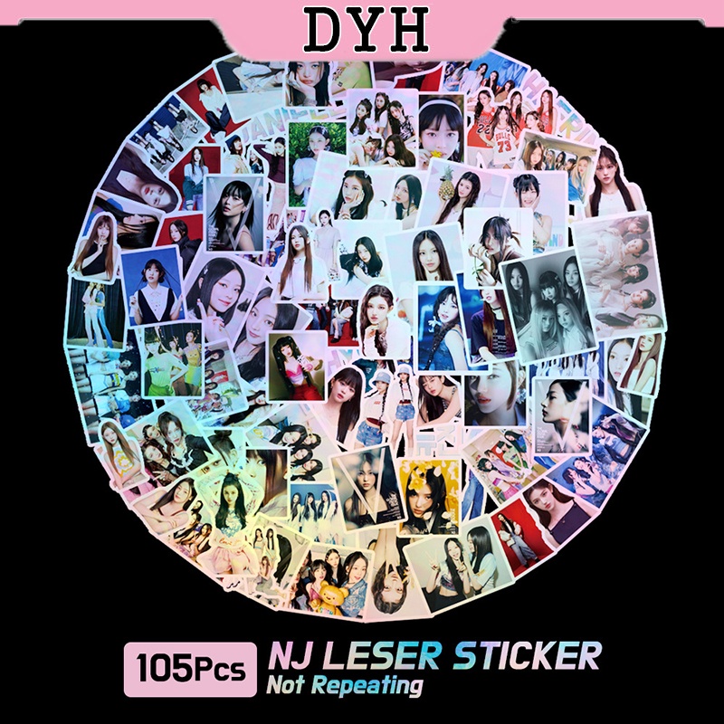 Dyh 105 ชิ้น / เซต NewJeans เลเซอร์ สติกเกอร์ KPOP รูปภาพ สติกเกอร์ DIY ไดอารี่ กระเป๋าเดินทาง สติกเกอร์