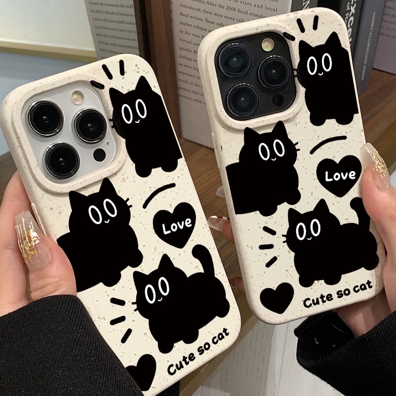 มีสินค้า Cat เคสโทรศัพท์ซิลิโคนอ่อนนุ่มกันกระแทกลม For iPhone 11 14 15 12 13 Pro Max 6 7 8 Plus XS Max Silicone Case