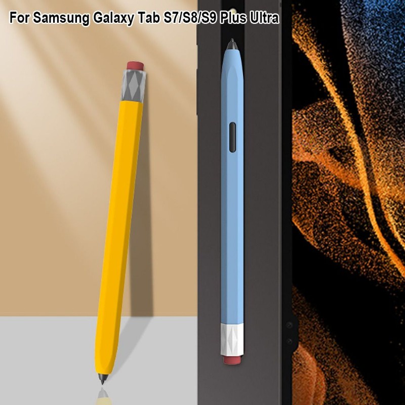 เคสซิลิโคน รูปดินสอ คลาสสิก สําหรับ Samsung Galaxy S Pen Tab S9 S8 S7 FE Plus Ultra S6 Lite เคสปากกา ซิลิโคนนิ่ม กันลื่น ปลอกปากกาแท็บเล็ต