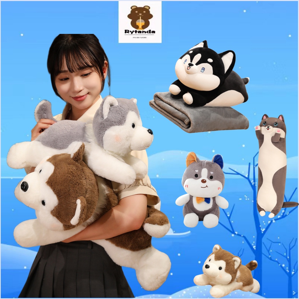 【Rytanda】Husky Dog หมอนตุ๊กตานุ่ม รูปสุนัขฮัสกี้ ไซบีเรียน 40 50 ซม. ของขวัญวันเกิด สําหรับเด็ก ตกแต่งบ้าน คริสต์มาส COD