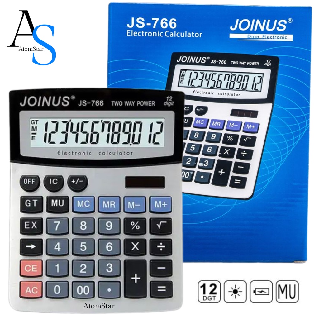 Electronic Calculator เครื่องคิดเลข JOINUS รุ่น JS-766 เครื่องคำนวณ เครื่องใหญ่ 12 หลัก (ขนาด 20.5x1