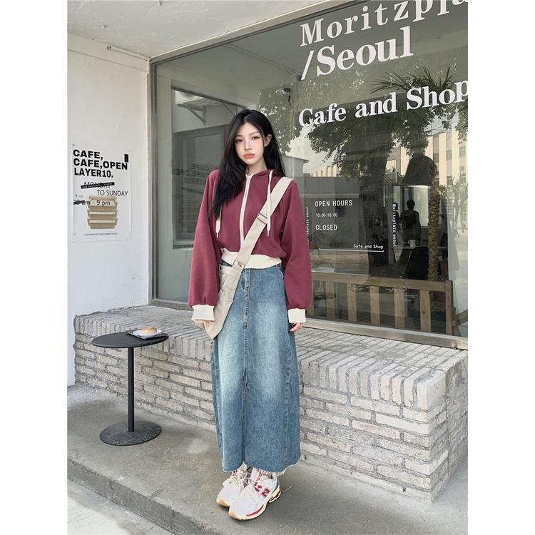 ส่งไวจากไทย SELLDA M-2XL เสื้อฮู้ด เรียบๆ แขนยาว เกาหลี ผู้หญิง