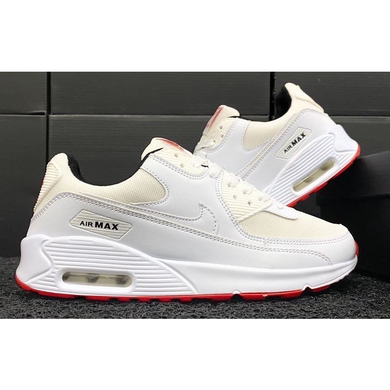 NIKE AIR MAX 90 ALL WHITE RED