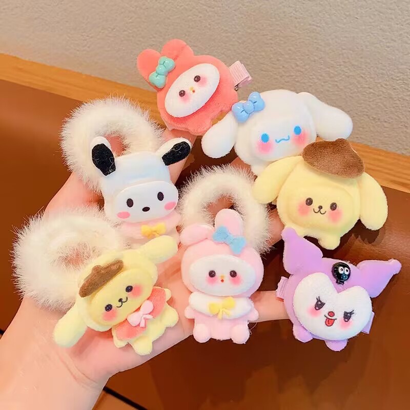 Sanrio ยางรัดผม ตุ๊กตาการ์ตูนเมโลดี้น่ารัก อเนกประสงค์ หนังนิ่ม ฤดูใบไม้ร่วง และฤดูหนาว สําหรับเด็ก ใหม่ ยางรัดผม หวานและน่ารัก