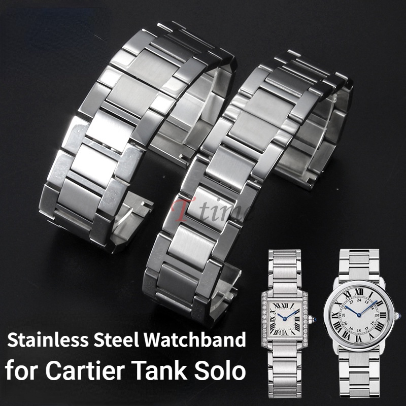สายนาฬิกาข้อมือสเตนเลส 316L สําหรับ Cartier Tank Solo 16 มม. 17.5 มม. 20 มม. 23 มม.