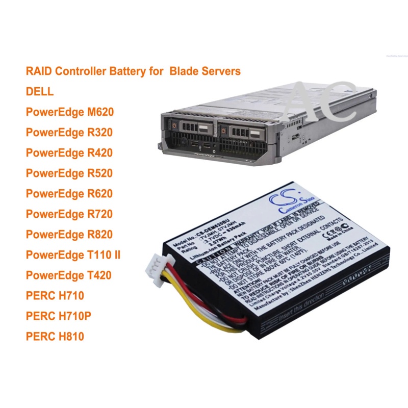 AC Cameron Sino 830mAh Battery 7VJMH for DELL PERC H710, H710P,H810,PowerEdge M620, R320,R420,R520, 