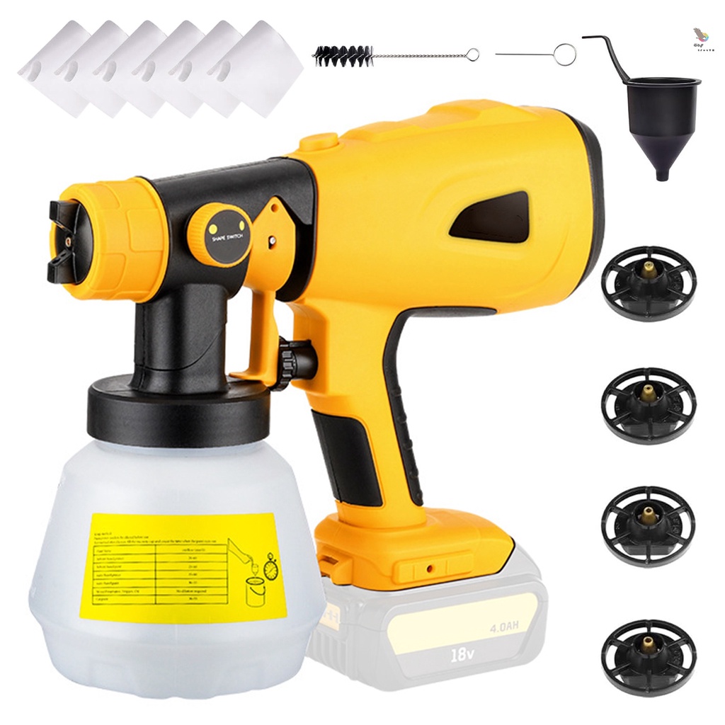 Tfreth เครื่องพ่นสีไฟฟ้าไร้สาย แบบเปลี่ยน สําหรับแบตเตอรี่ DEWALT RYOBI 20V Max พร้อมภาชนะ 1000 มล. สําหรับภายในบ้าน ภายนอก