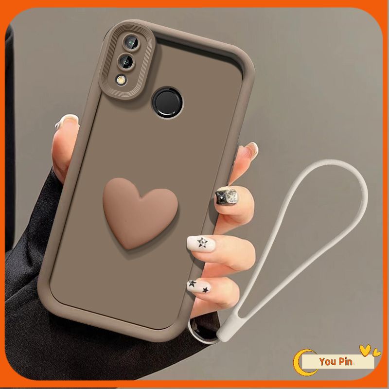 เคสโทรศัพท์มือถือ ลายหัวใจ 3D พร้อมสายคล้อง สไตล์เกาหลี เรียบง่าย สําหรับ Samsung A10S A20 A30 case A11 A21S A20S A31 A02S A03S M11 A50S A50 A30S