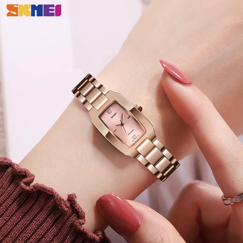 Skmei นาฬิกาข้อมือควอตซ์ลําลอง 1400 องศา กันน้ํา ประดับเพชรเทียม หรูหรา แฟชั่น สําหรับสตรี