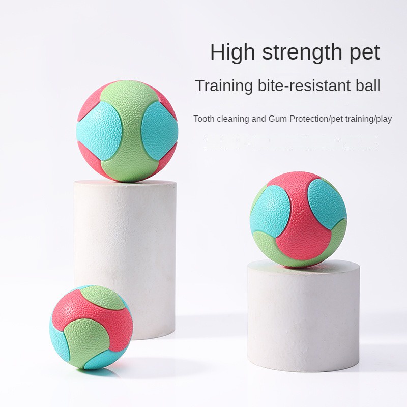 ของเล่นสุนัข teething Elastic Ball Self-high Relief Training Color Matching Rubber Solid Ball PET Toy