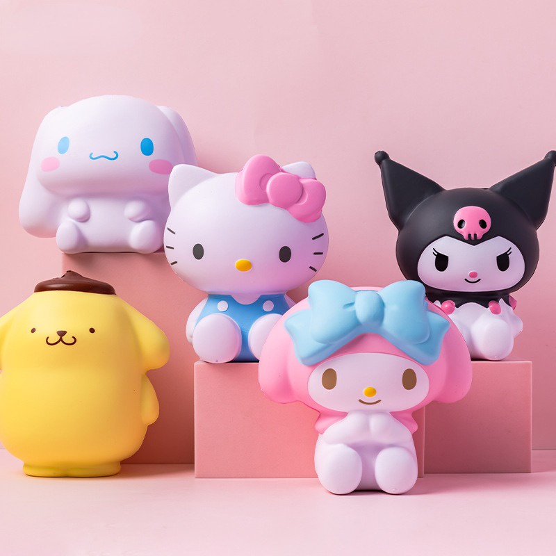 SANRIO ของเล่นบีบสกุชชี่ หนัง PU ลาย Hello Kitty Kuromi Melody Cinnamoroll Pompompurin ช่วยบรรเทาควา