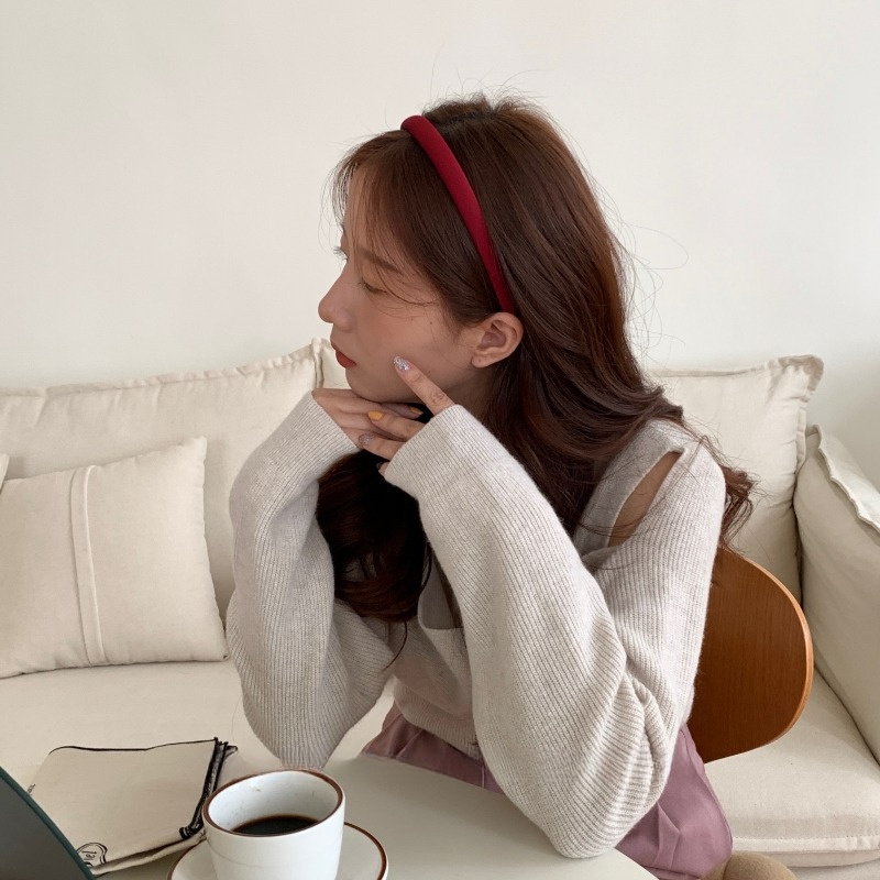 ที่คาดผม ผ้ากํามะหยี่ สีแดง สไตล์จีนวินเทจ สําหรับเด็กผู้หญิง 3 ขนาด - รูปที่ 4