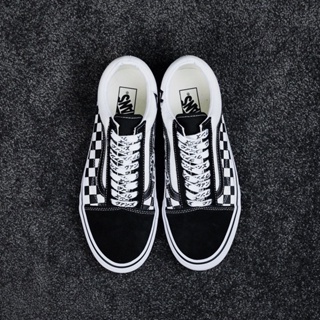 Vans Old Skool Japanese black and white checkerboard low-top canvas vulcanized shoes รองเท้า free s