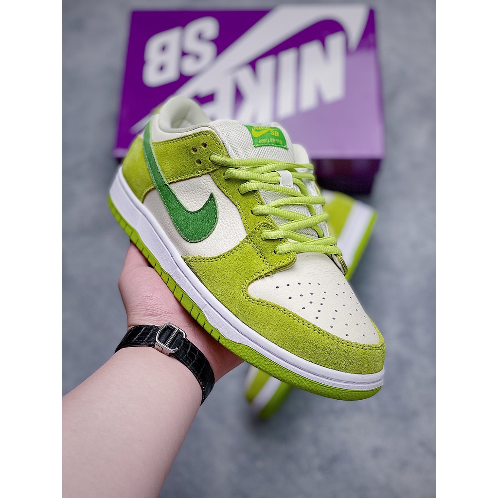 Nike SB Zoom Dunk Low Off-White/Green Apple Casual Sports สเก็ตบอร์ดสำหรับผู้หญิงและผู้ชาย รองเท้า