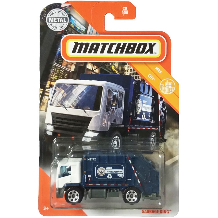 Matchbox MATCHBOX 9C7U GARBAGE Collection Truck City Work White / GARBAGE KING 20