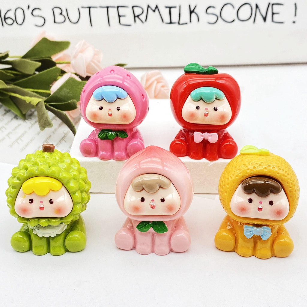 5pcs น่ารักผลไม้ส่องสว่างเด็ก 3D เรซิ่น Charms สําหรับ DIY 32*28*37 มม.(4-349)