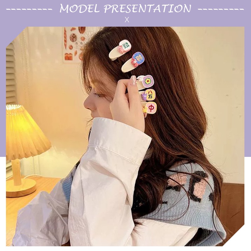 พร้อมส่งน่ารัก Mini Mahjong คลิปผม Trackless คลิปผมหน้าม้าคลิปปากเป็ดเกาหลี Headwear เจ้าหญิงCOD