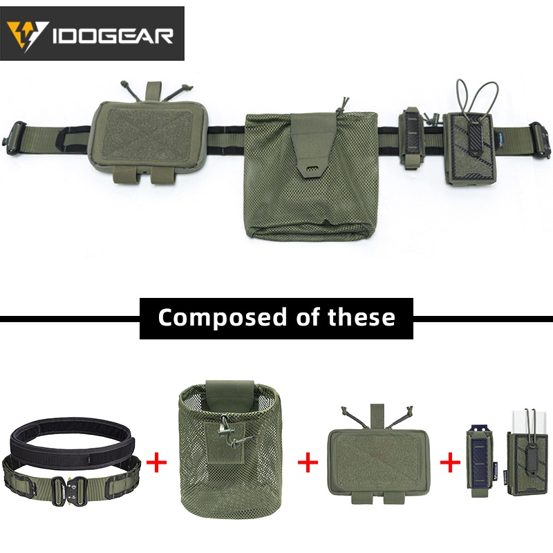 Idogear สายเข็มขัดยุทธวิธี พร้อมกระเป๋าใส่นิตยสาร 9 มม. 4 ชิ้น และกระเป๋าใส่โทรศัพท์ 3414