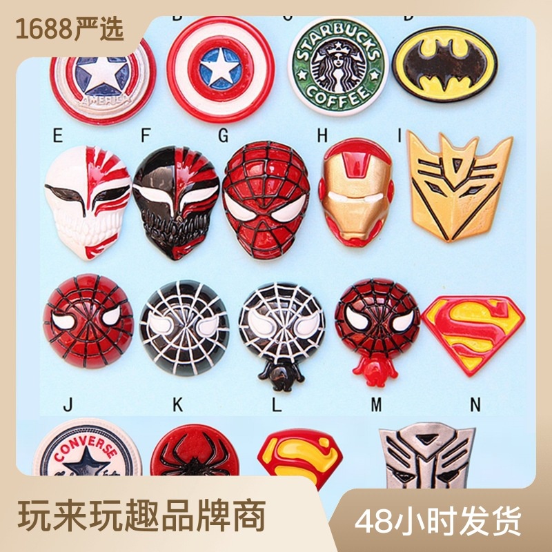 10pcs ชุดประกอบหมายเลขฮีโร่อเมริกัน แผ่นเรซิ่น ลายโลโก้ Miss Marvel's Father Hero อุปกรณ์เสริม สําหรับเคสโทรศัพท์มือถือ