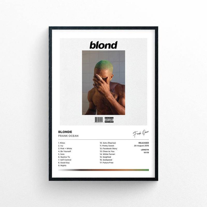 โปสเตอร์ พิมพ์ลาย Frank Ocean สีบลอนด์ ไม่มีกรอบ | สไตล์โพลารอยด์ | อัลบั้มเพลง ปกคลุมงานศิลปะ
