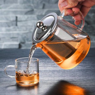 สูงแก้ว Borosilicate ชาชงชาสแตนเลสภายในถุงชาแก้ว