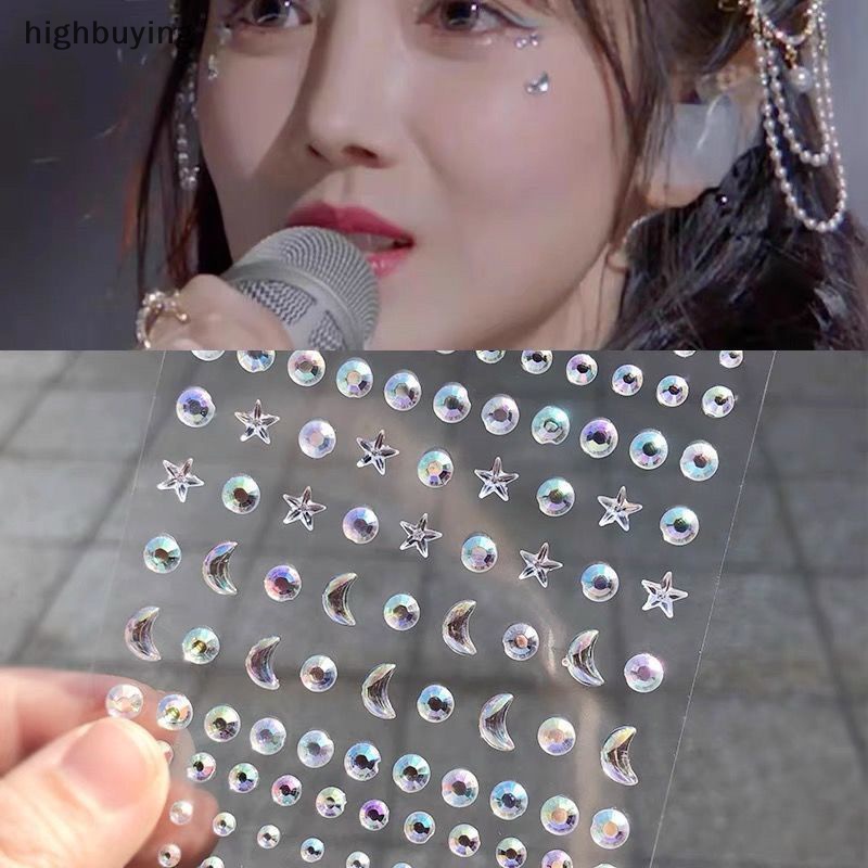 [highbuying] สติกเกอร์คริสตัล รูปผีเสื้อ ดวงจันทร์ ดาว มีกาวในตัว สําหรับตกแต่งใบหน้า แต่งหน้า DIY พร้อมส่ง