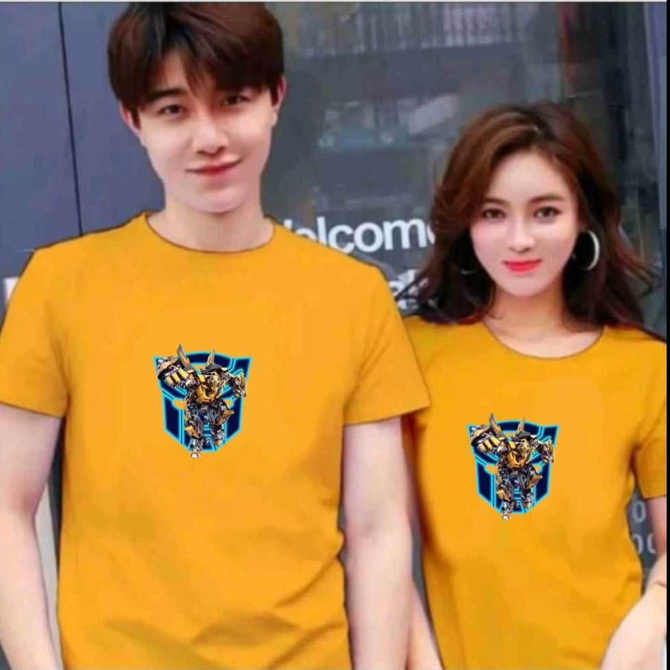 BUMBLEBEE DISTRO COUPLE T-SHIRT / SHORT-SLEEVED ROBOT SHIRT / COMPACT T-SHIRT / DIGITAL PRINT T-SHIR