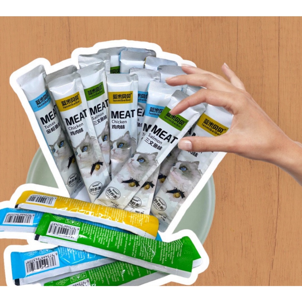 ขนมแมวเลีย 50 ซอง พร้อมส่ง พิเศษตัวนี้มีวิตามินอยู่ในส่วนผสมอีกด้วย คุณภาพดีเยี่ยมน้องแมวชอบแน่นอน รหัส M3