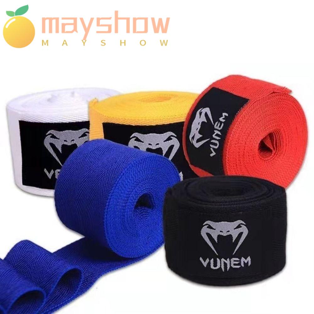 Mayshow สายรัดข้อมือ ผ้าฝ้าย แบบนิ่ม ระบายอากาศ สีดํา สีแดง สีขาว สําหรับชกมวย