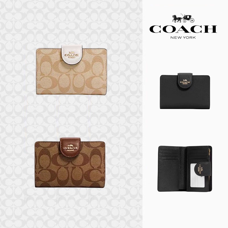 แท้ COACH กระเป๋าสตางค์ Medium Corner Zip Wallet C0082 6390 กระเป๋าสตางค์ขนาดกลางซิปรอบ