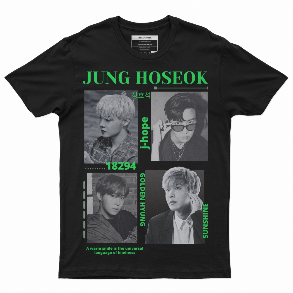 ร่ำรวย Baju Jung Hoseok Jhope BTS เสื้อยืดพรีเมี่ยม (Jhope BTS) Musik BTS