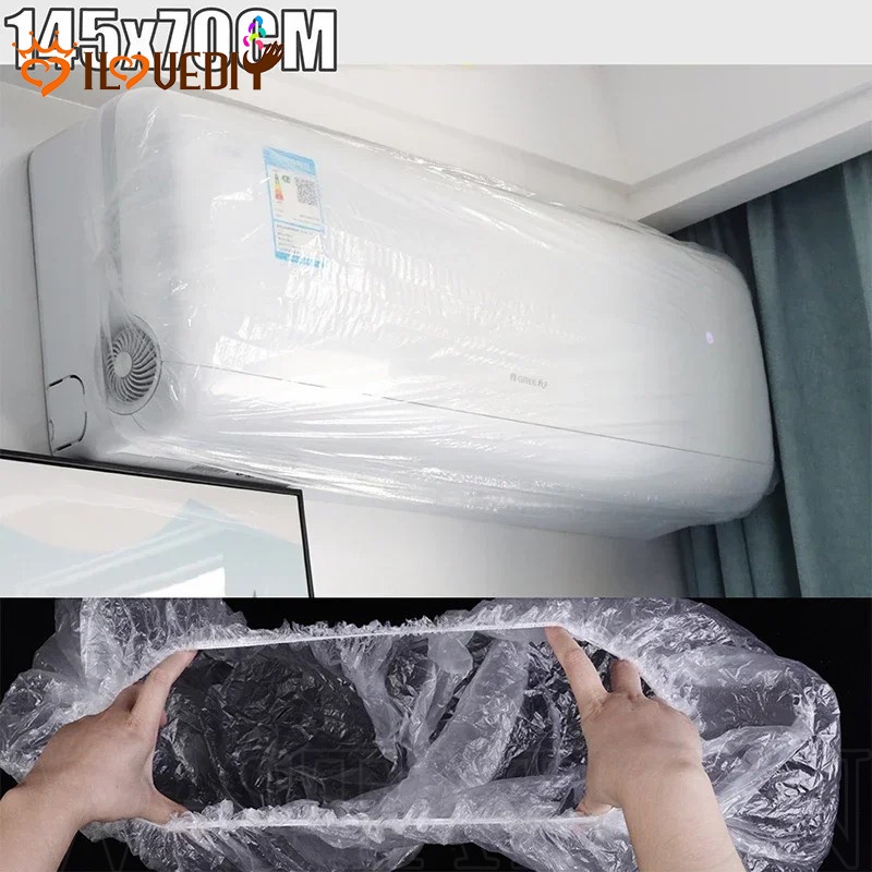 [ขายดี] ผ้าคลุมเครื่องปรับอากาศ กันฝุ่น แบบใส ใช้แล้วทิ้ง ขนาด 70*145 ซม. / ผ้าคลุมพัดลม กันฝุ่น / ผ้าคลุมเฟอร์นิเจอร์ ขนาดใหญ่ กันน้ํา / อุปกรณ์จัดเก็บเครื่องใช้ในบ้าน
