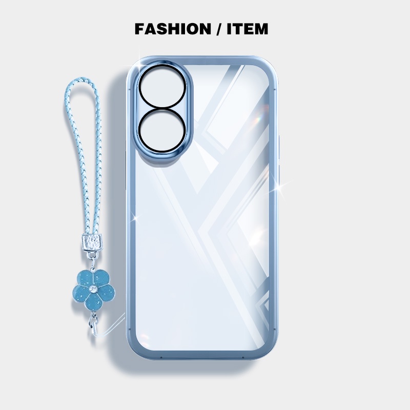เคส Oppo A18 A38 A58 A78 4G 5G A58X ใส กันกระแทก ซิลิโคนนิ่ม เคสโทรศัพท์ พร้อมเชือกแขวน ดอกไม้
