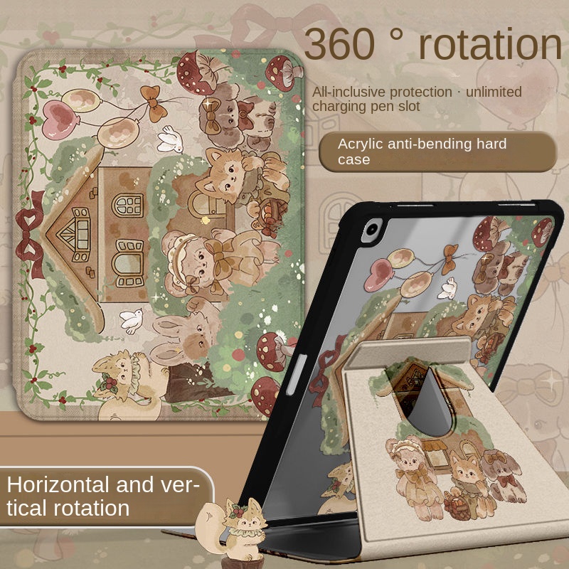 [หมุนได้ 360 องศา] เคสแท็บเล็ต ลายการ์ตูนแกะ แนวเรโทร พร้อมช่องใส่ปากกา สําหรับ iPad Air4 Air5 Gen10 iPad Gen9 Gen8 iPad Gen6 Gen5 pro2017 Air3 Pro 11