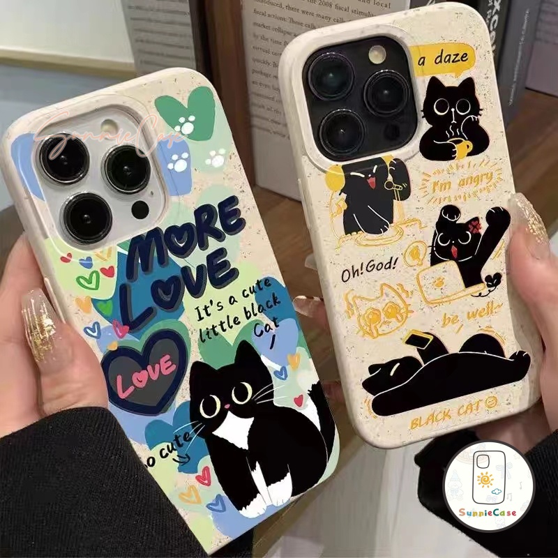 แมวตลกการ์ตูนน่ารักกรณีโทรศัพท์เข้ากันได้ iPhone 11 15 14 12 13 Pro Max 7Plus 8Plus 6 6s 8 7 Plus X XS Max XR SE 2020
